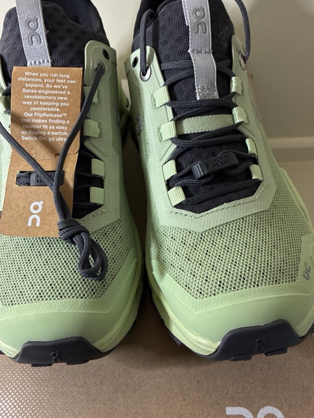 On Running Men's Trail Shoes in Light Green and Black